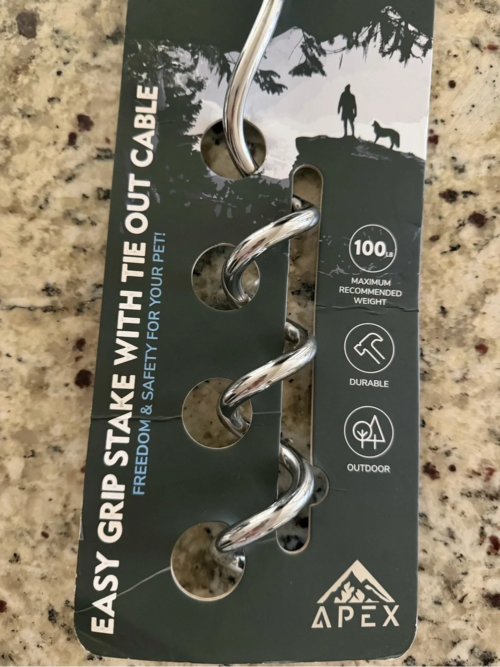 Apex Black & Silver Easy Grip Tie-Out Stake